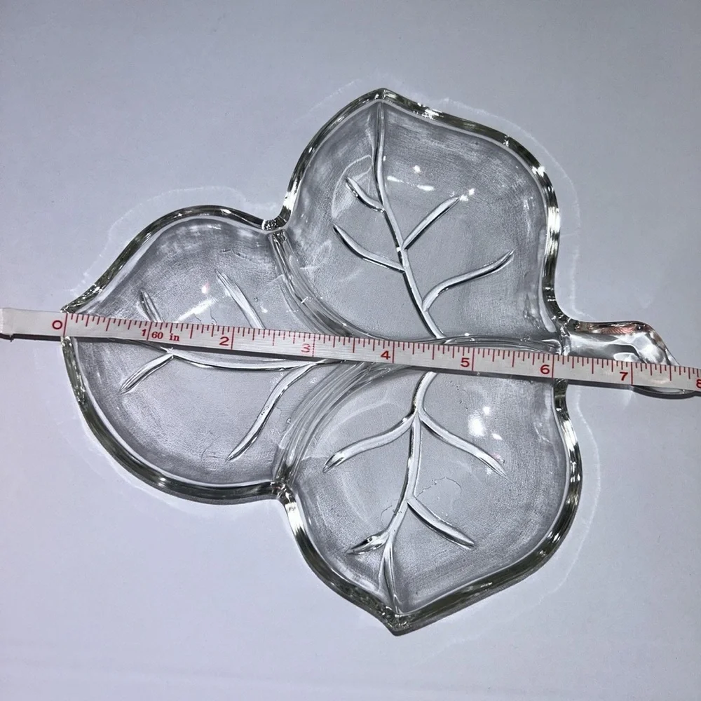 Clear Glass Leaf-Shaped Divided Serving Dish - Clear
